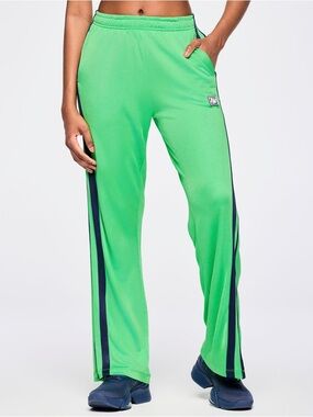Zumba Fitness Green Track Pants with Navy Side Stripes